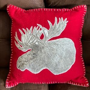 Threshold Red Moose Christmas Pillow